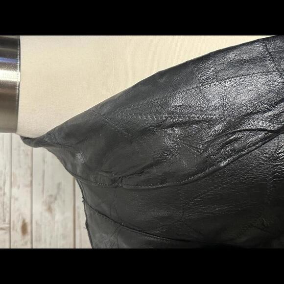 Vintage Navarre Leather Company mob wife leather patchwork belted trench coat - Picture 3 of 9